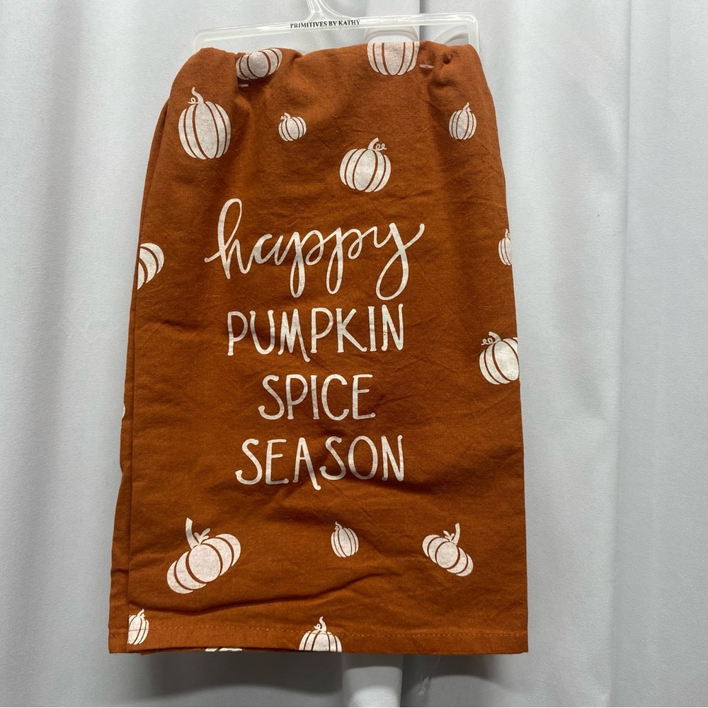 Primitives by Kathy Happy pumpkin spice season cotton tea towel kitchen NEW